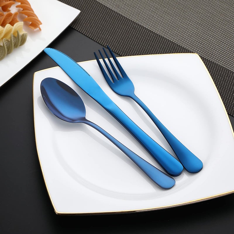 DEVICO Portable Utensils, Travel Camping Cutlery Set, 8-Piece including Knife Fork Spoon Chopsticks Cleaning Brush Straws Portable Case, Stainless Steel Flatware set (Blue) - Image 3